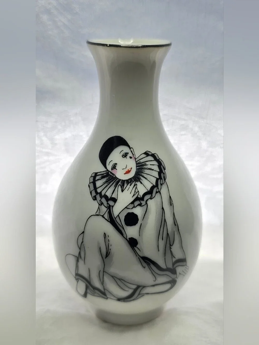 Sad Pierrot Clown Bud Vase
